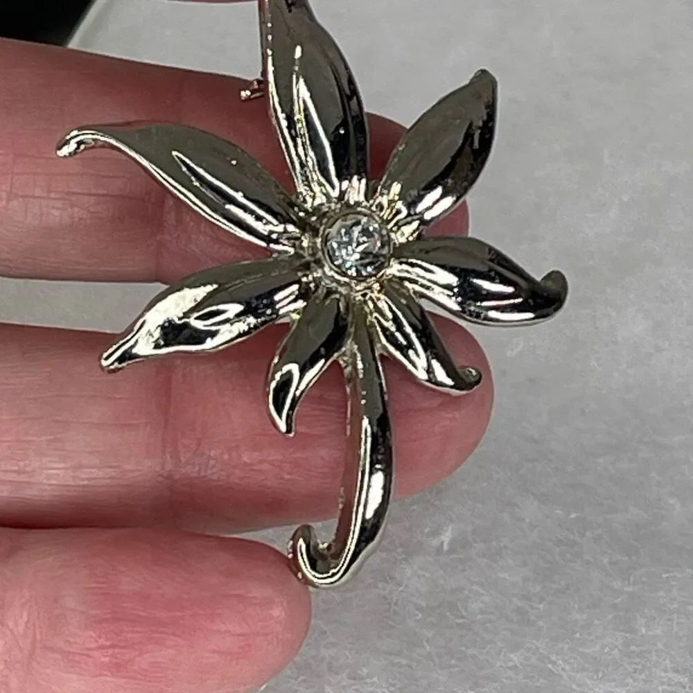 Vintage Japanese Maple rhinestone brooch